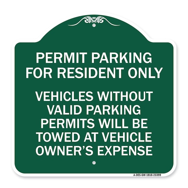 Parking Permit Permit Parking for Residents Only Vehicles Without Valid Parking Permi, GW-1818-23399